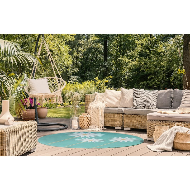 Floral Print Spring Chenille Indoor/Outdoor Rug