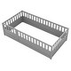 preview thumbnail 15 of 29, Twin Floor Bed Frame with Guardrails and Entryway Door Wooden Montessori Style Play