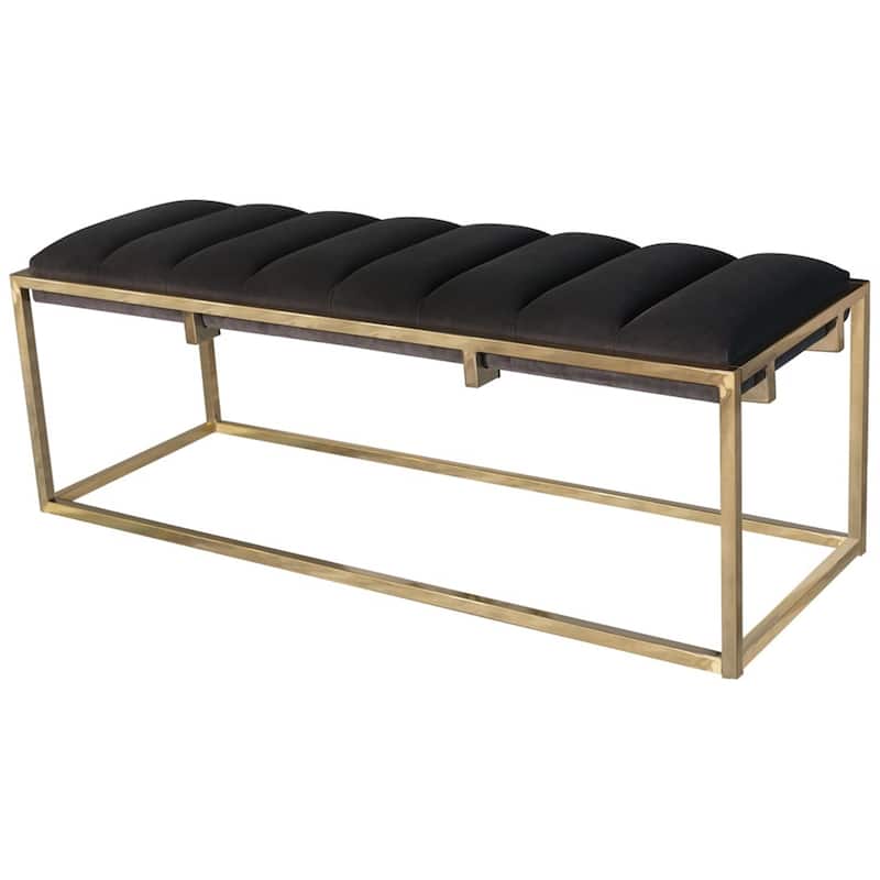 Modern Design Goldtone Velvet Upholstered Accent Bench