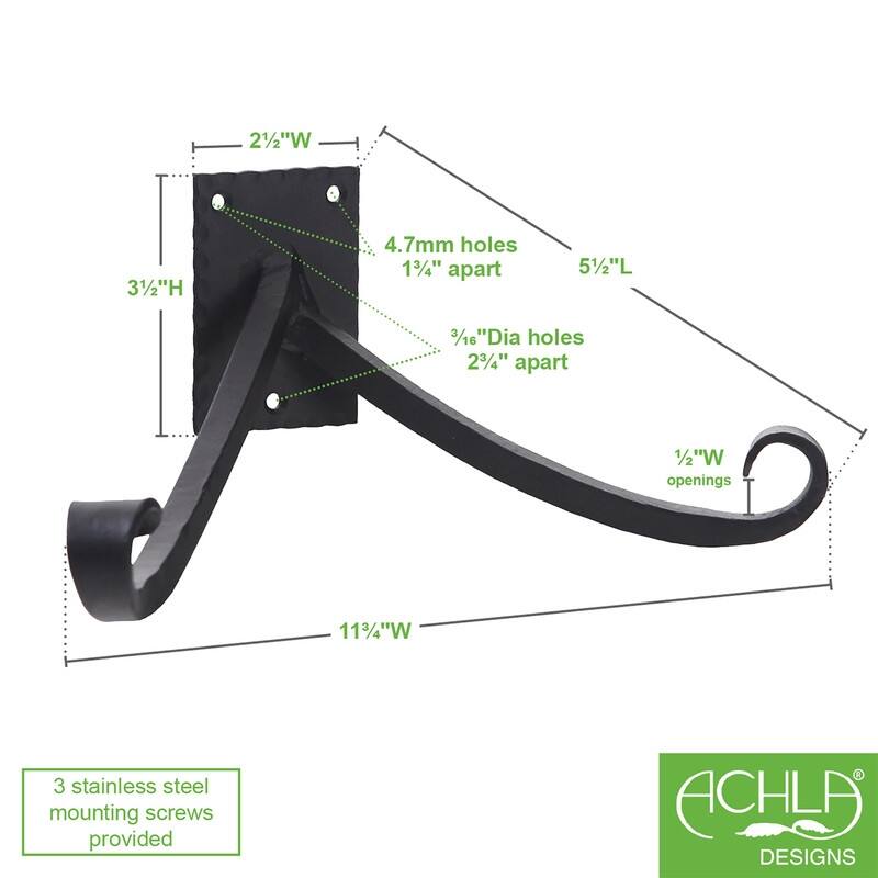 Achla Designs Lodge Y Bracket w/Multiple Hooks, 11.75 Inch Wide, Black Powder Coat Finish