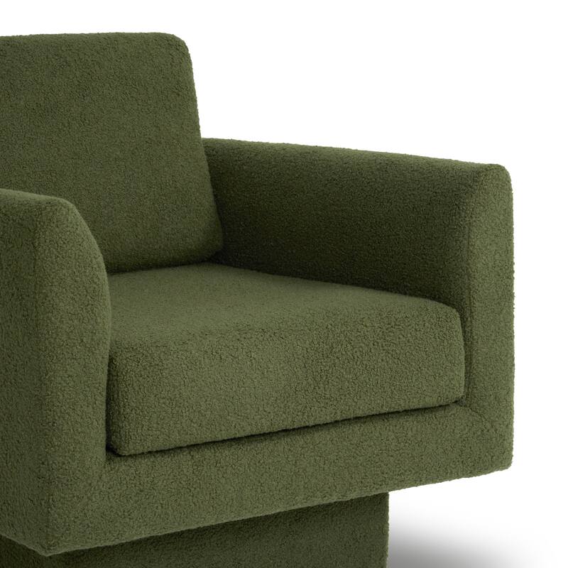 Boucle Swivel Chair with Thick Cushion