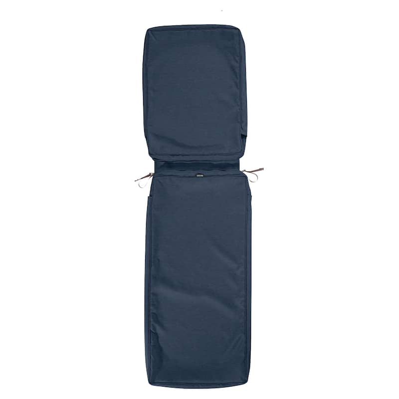 Classic Accessories Montlake Water-Resistant 72 x 21 x 3 Inch Patio Chaise Lounge Cushion Slip Cover, Antique Beige - 80"L x 26"W x 3"Thick - Heather Indigo Blue