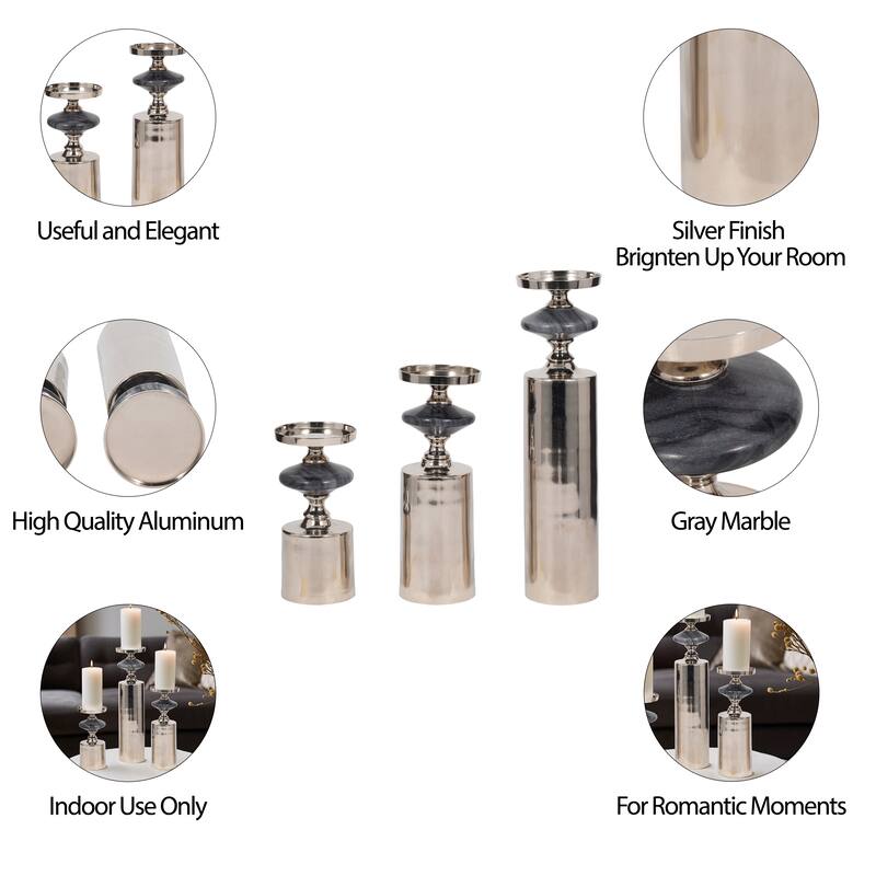 Modern Decorative Candle Holders with Silhouettes- Set of 3 - 9" - 12"