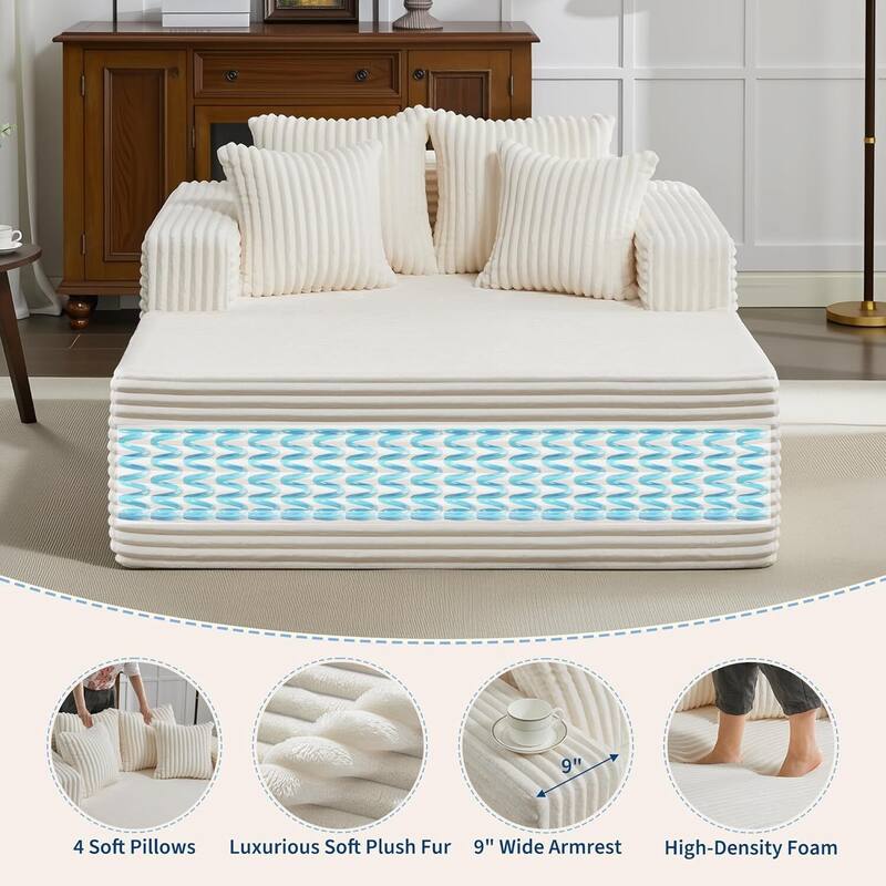 54.3"W Oversized Chaise Lounge Chair Indoor, with 4 Pillows