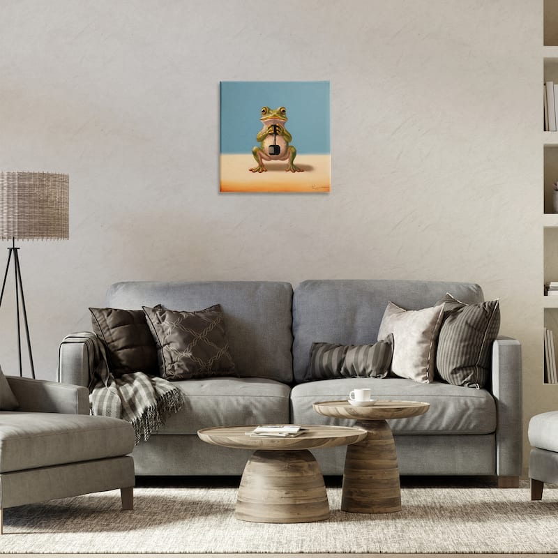 Stupell Frog Lifting Weights Canvas Wall Art Design By Lucia Heffernan