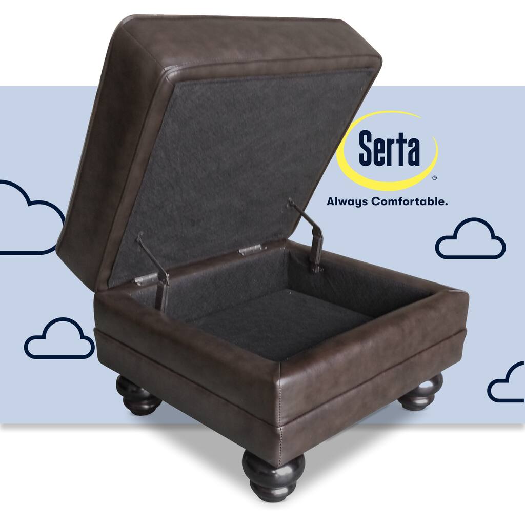 Serta Copenhagen Bonded Leather Ottoman, Chestnut Brown