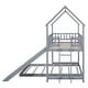 preview thumbnail 10 of 22, Twin over Full House Bunk Bed with Slide and Built-in Ladder