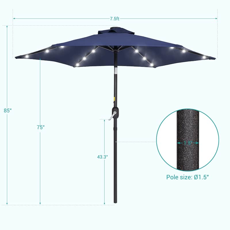 BONOSUKI 7.5ft LED Patio Umbrella Table Umbrellas,with Tilt and Crank