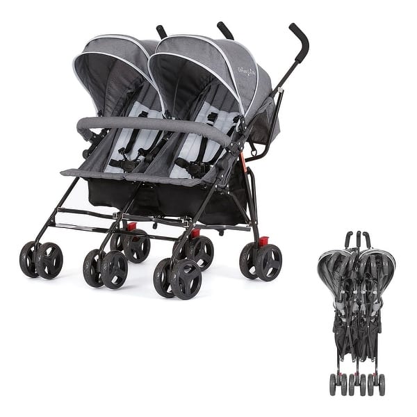 slide 2 of 18, Dream On Me Volgo Twin Umbrella Stroller Grey