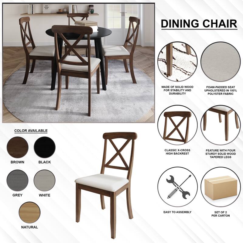 CraftPorch Farmhouse 4-Piece Chair and Round Table Wooden Dining Set