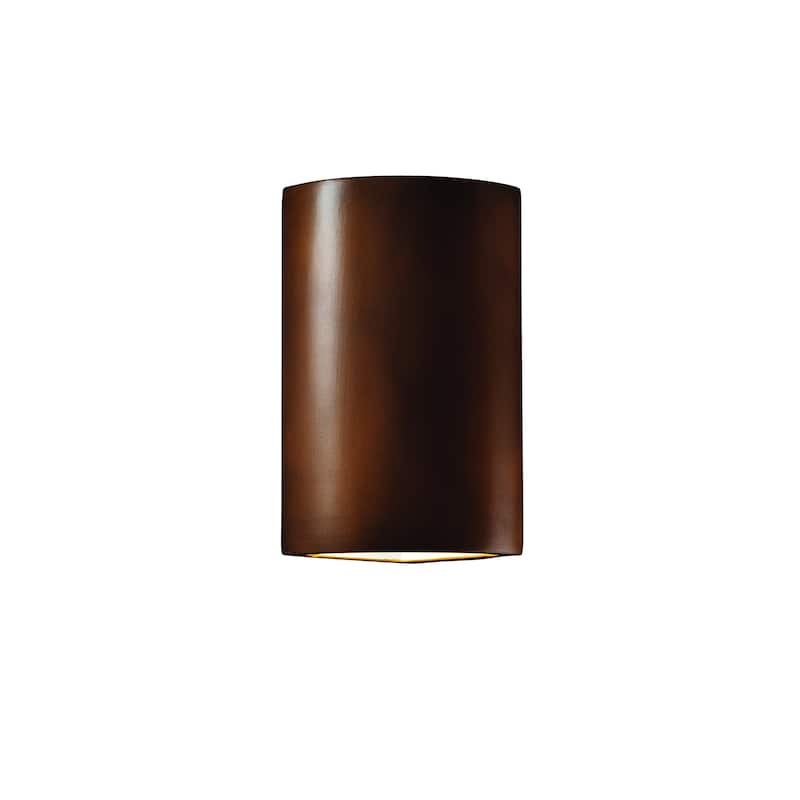 Justice Design Ambiance Antique Copper Cylinder Corner Wall Sconce