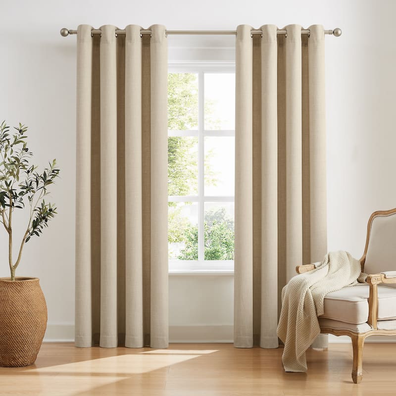 Sun Barrier Snap In Blackout Liner Grommet Panel Pair - (2) 52x84 - 84 Inches - Wheat