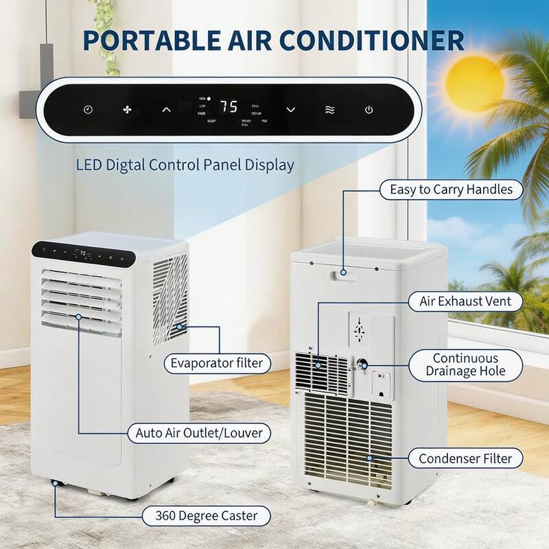 8000 BTU Portable Air Conditioner, up to 350 Sq.Ft.