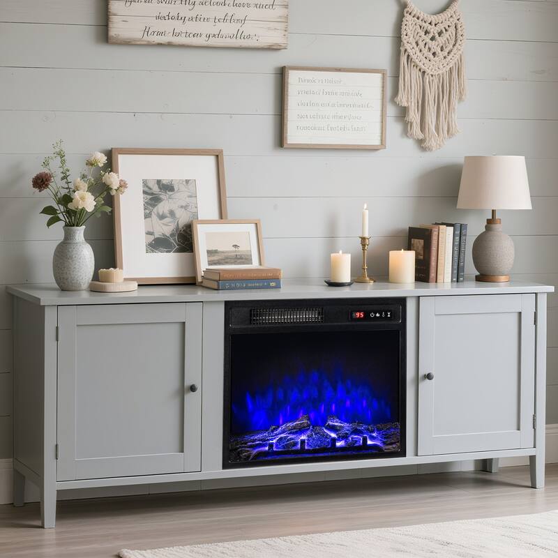 18 Inch Electric Adjustable Flames Fireplace Insert with Remote and 2 Heat Settings Timer Thermostat - 19.87" x 5.55" x 18.03"
