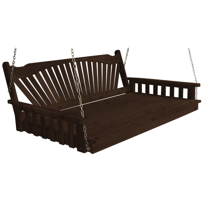 Pine 6' Fanback Swingbed - Walnut Stain