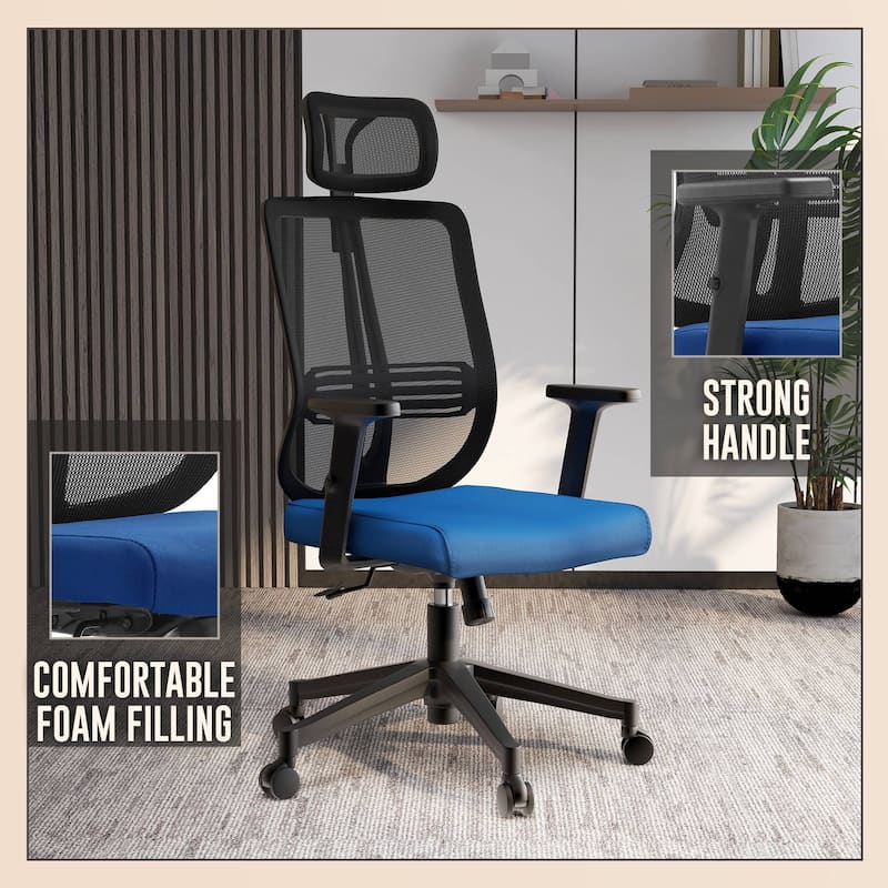 Adjustable Office Chair with Mesh Back and Headrest Nift Series by LeisureMod
