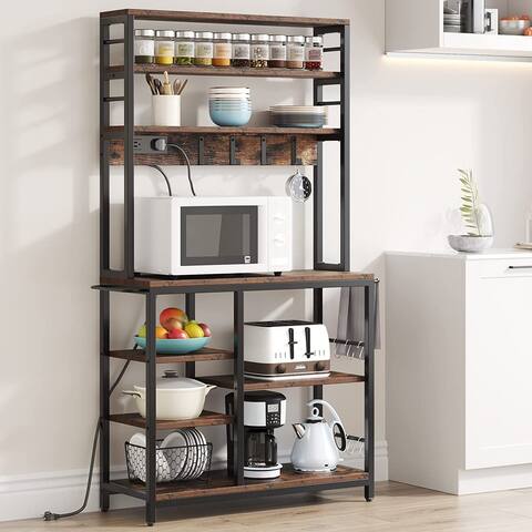 Kitchen Baker's Rack with Power Outlet, 8 Tier Utility Storage Microwave Stand