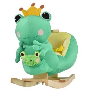 Plush Frog Rocking Horse with Lullaby, Sturdy Wooden Base, and Safety Features, Ages 18 Months+