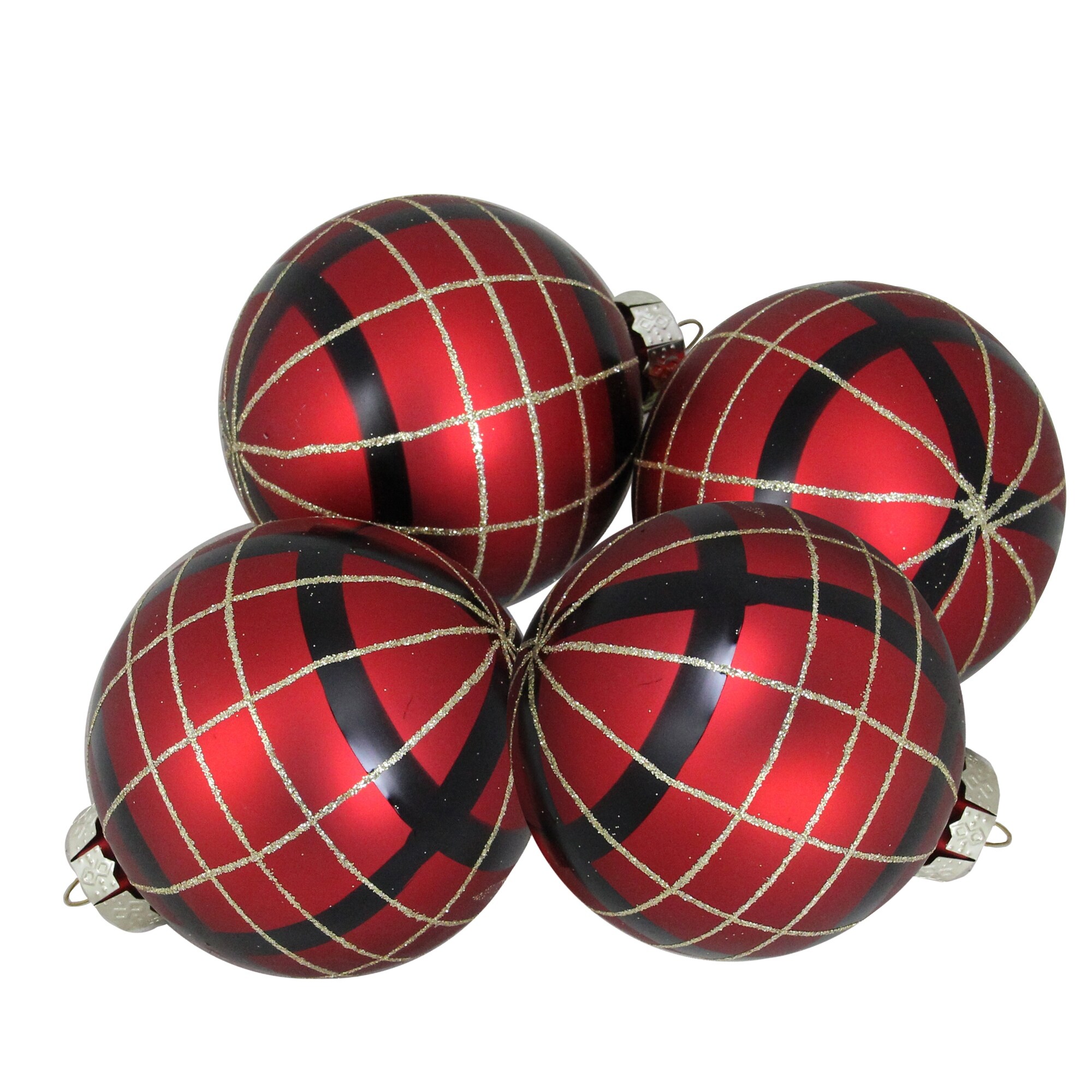 Shop 4ct Red And Black Plaid Christmas Ball Ornaments 3 25 80mm