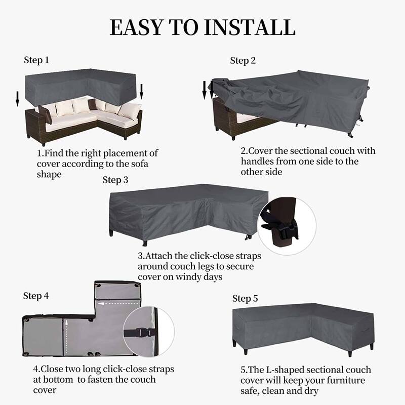 L-Shaped Sectional Sofa Cover Waterproof Outdoor Sectional Cover