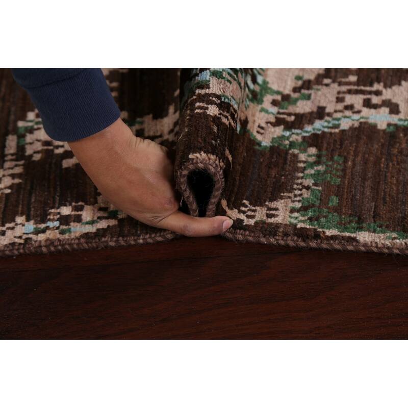 Wool/ Silk Abstract Artistic Modern Oriental Runner Rug Hand-knotted - 2'6" x 10'1"