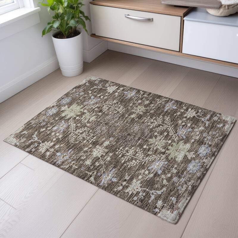 Premium Washable Super Soft Traditional Ozark Mayfield Rug - Brown - 1'8" x 2'6"