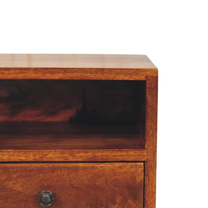HomeRoots 12" Chestnut Solid Wood Square One Drawer Floating Nightstand