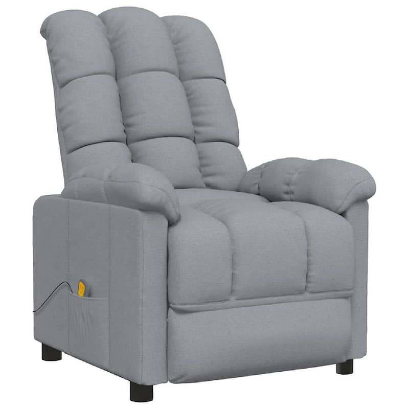 vidaXL Massage Recliner Light Gray Fabric - 29.1" x 39" x 40.2"