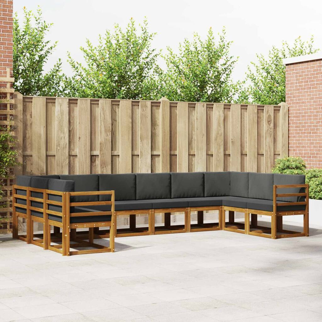vidaXL Outdoor Sofa Set with Cushion 10 pcs Natural and Anthracite