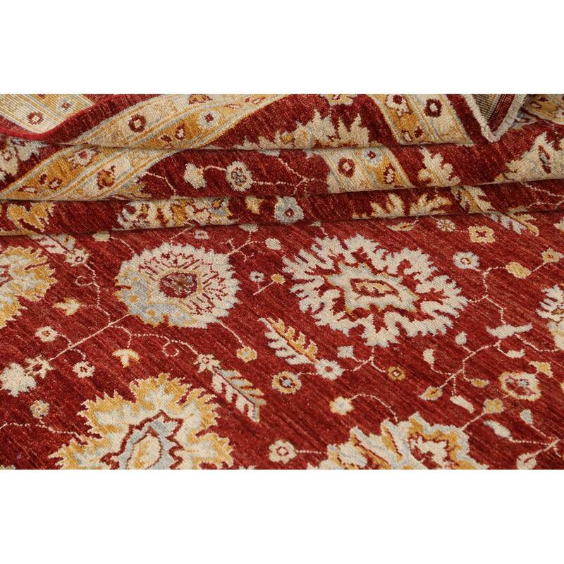 Vegetable Dye Floral Chobi Peshawar Area Rug Hand-knotted Wool Carpet - 9'1" x 12'0"