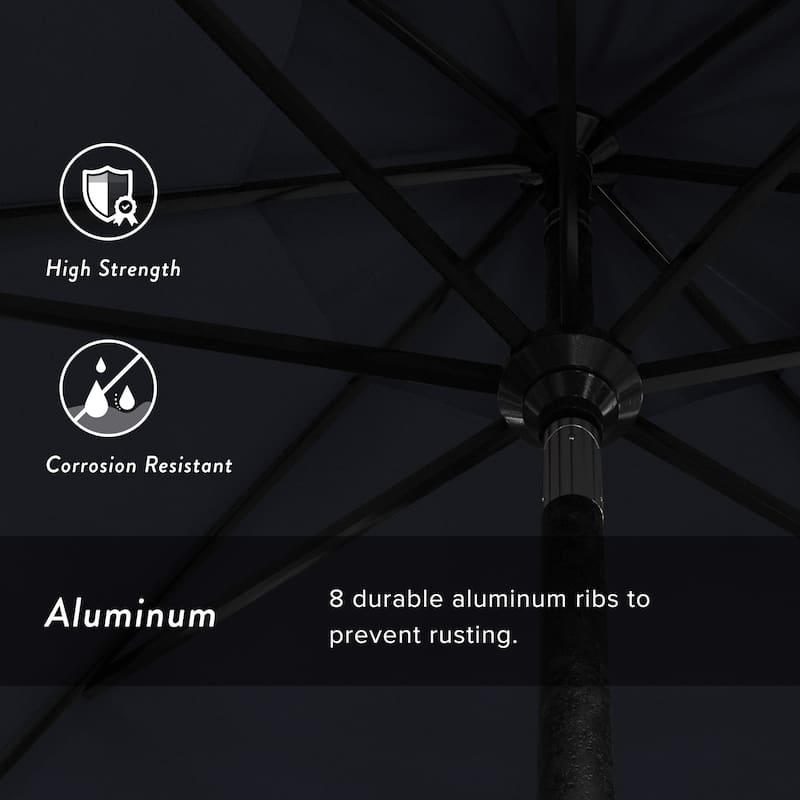 California Umbrella 11' Rd Golden State Series Patio Umbrella Black Aluminum Frame Crank Lift Collar Tilt Sunbrella