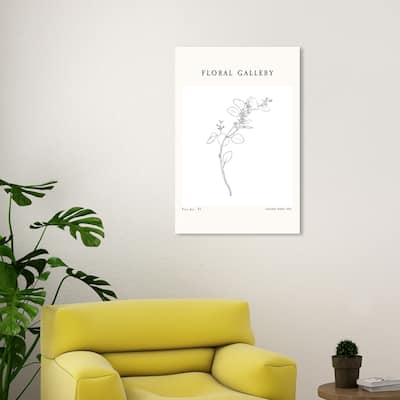 Wynwood Studio Canvas Advertising Floral Gallery Art Piece II Black and Cream White Modern & Contemporary Wall Art Canvas Print
