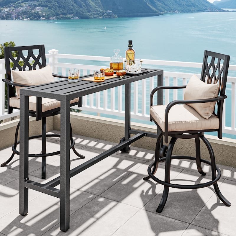 Outdoor 29"W Metal Swivel Counter Chairs with Cushion Set of 2 - 32in