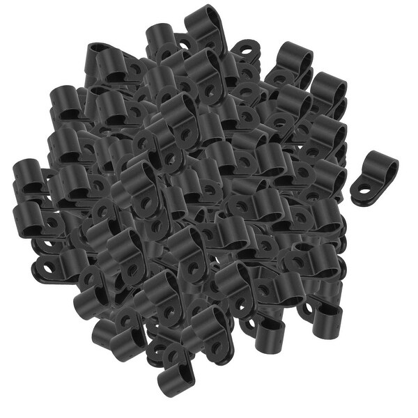 Unique Bargains 291Pcs Black Plastic R Type Cable Clip Clamp for 7.8mm Dia Wire Hose Tube
