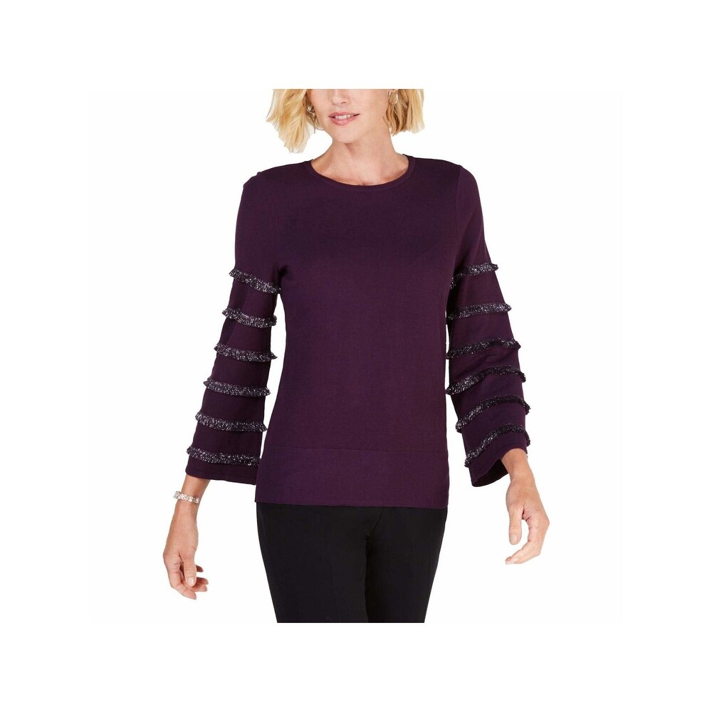 Alfani Womens Scoop Neck Sweater Size XL US Regular Purple Polyester
