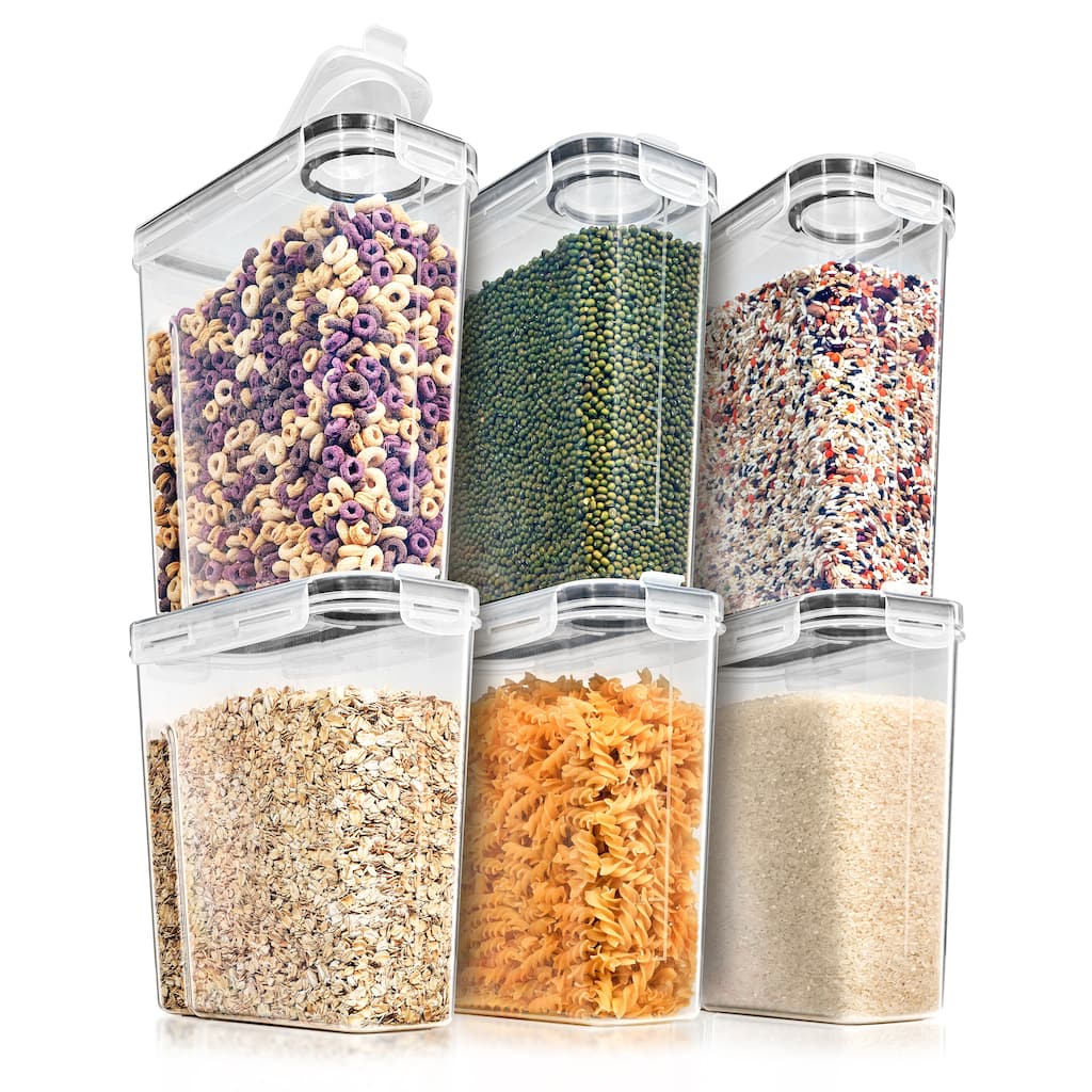 Sorbus Airtight Food Storage Dispensers - 6 Pack (Capacity 4L/16.9Cups) - 4.4" L x 9.5" W x 9.37" H