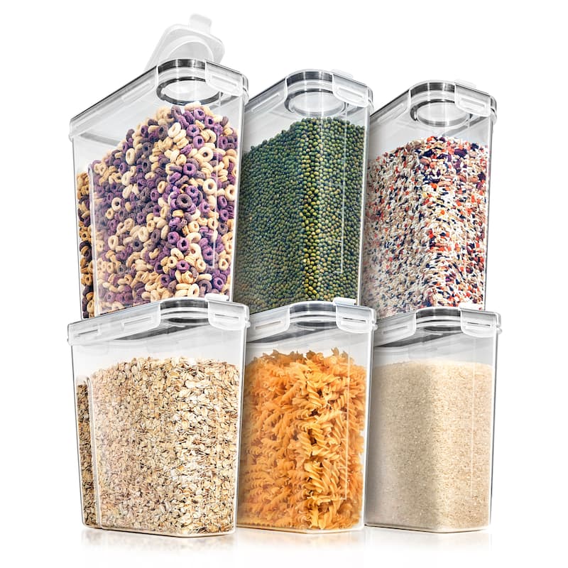 Sorbus Airtight Food Storage Dispensers - 6 Pack (Capacity 4L/16.9Cups) - 4.4" L x 9.5" W x 9.37" H - 4.4" L x 9.5" W x 9.37" H - Clear