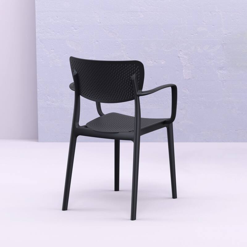 33" Black Stackable Patio Dining Arm Chair
