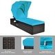preview thumbnail 9 of 8, Gymax Rattan Patio Chaise Lounge Chair W/ Adjustable Canopy Turquoise