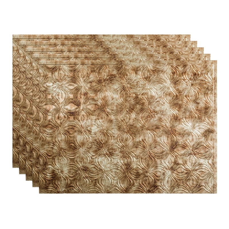 FASÄDE Lotus Decorative Vinyl Backsplash Panel - 5 Pack - Bermuda Bronze