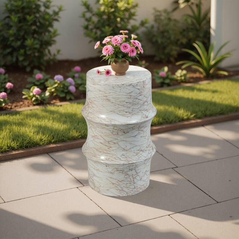 Grover Outdoor Faux Stone Sculptural Side Table