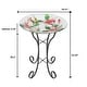 preview thumbnail 7 of 5, Glass Hummingbird Birdbath with Black Metal Stand