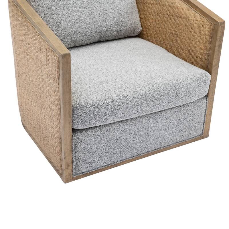 Modern 360 Degree Swivel Club Barrel Chair, Comfy Round Upholstered Accent Sofa Chair, Living Room Leisure Arm Chair