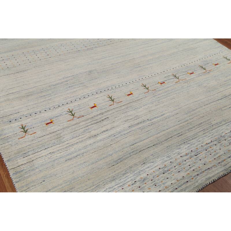 Striped Gabbeh Oriental Area Rug Handmade Wool Carpet - 6'10"x 9'9"