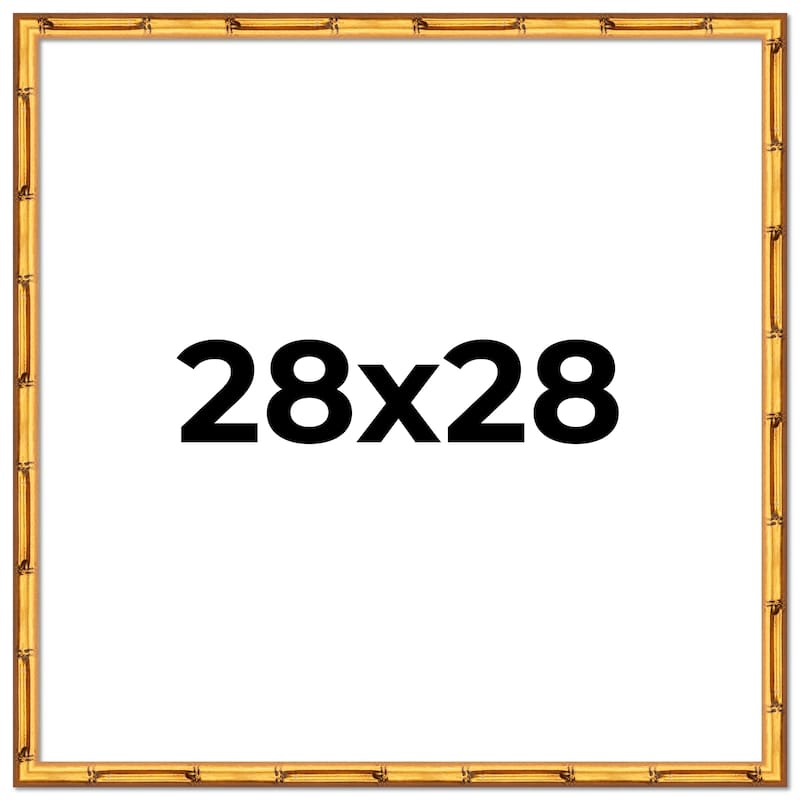 28x28 Frame Gold Bamboo Picture Frame Modern Photo Frame Includes UV Acrylic Shatter Guard Front Acid Free Foam Backing Board