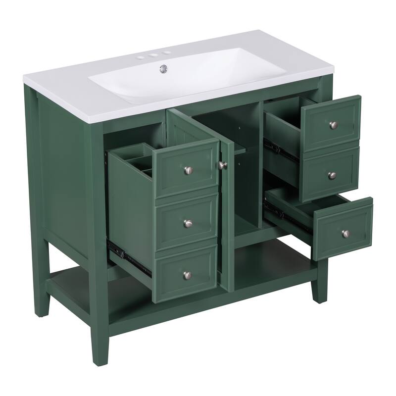 Bathroom Vanity with Undermount Ceramic Sink, Three Drawers, Cabinet with Door, Adjustable Shelf