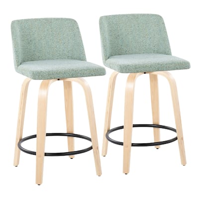 Carson Carrington Vallberga 24" Counter Stool with Natural Wood Base (Set of 2)