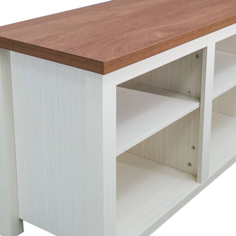 TV Stand for up to 80" TVs with 6 Open Storage Compartments - 65 inches
