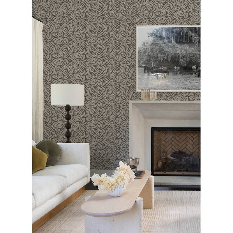 A-Street Prints Gabriel Espresso Fern Wallpaper
