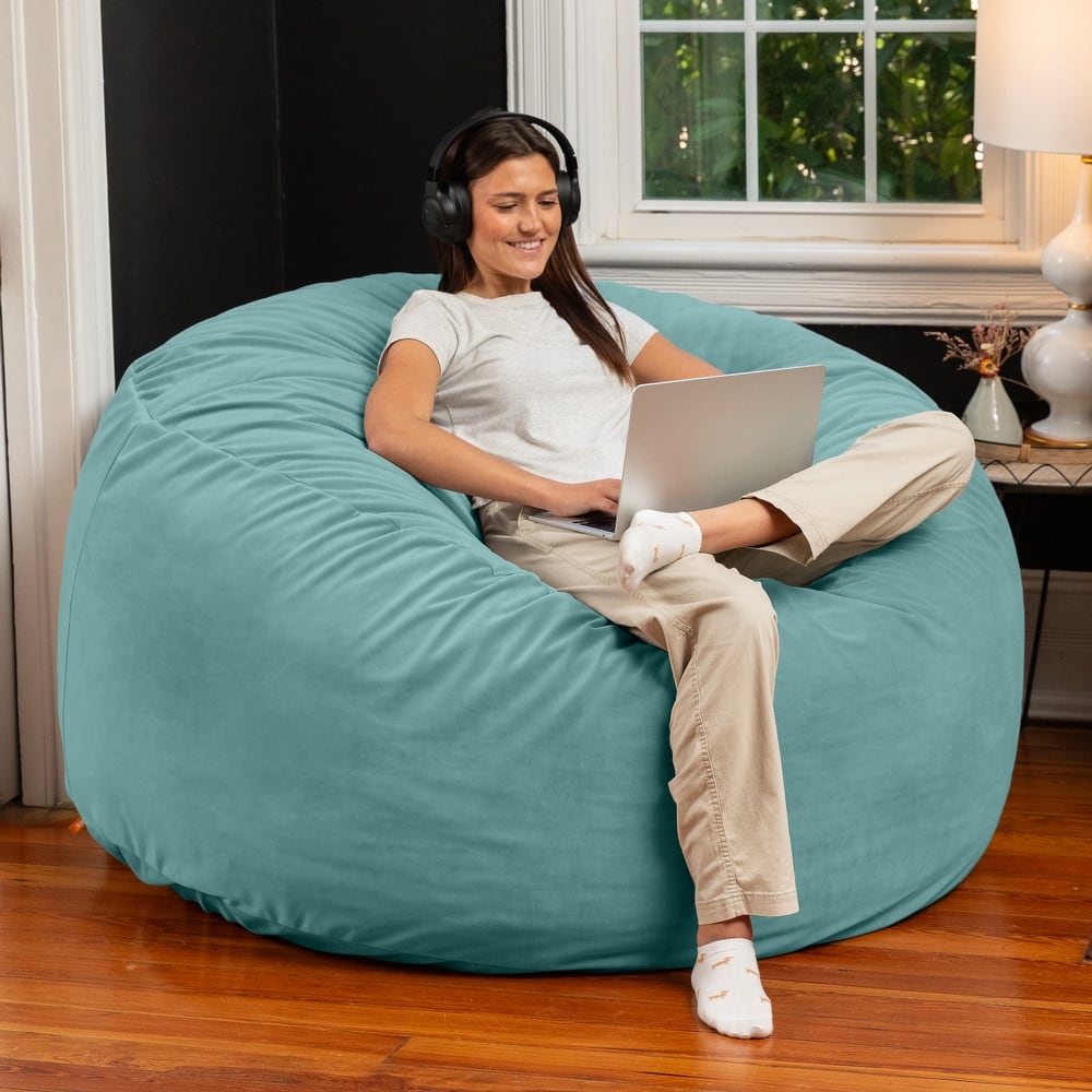 Jaxx Basics 5 Foot Large Adult Bean Bag Chair, Oversized with Filler